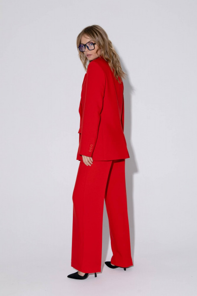 Костюм-двойка свободный жакет и брюки со стрелками PiRS 5473 красный - фото 3