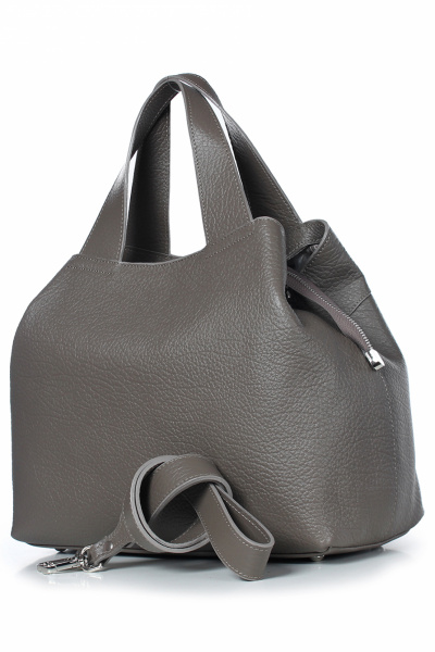 Кожаная сумка на застежке и ремнях с украшением Galanteya 13124.24с599к45 серо-коричневый - фото 1