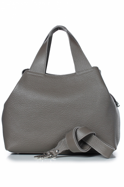 Кожаная сумка на застежке и ремнях с украшением Galanteya 13124.24с599к45 серо-коричневый - фото 2