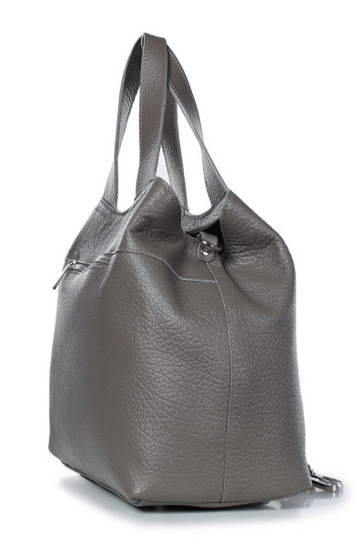 Кожаная сумка на застежке и ремнях с украшением Galanteya 13124.24с599к45 серо-коричневый - фото 4