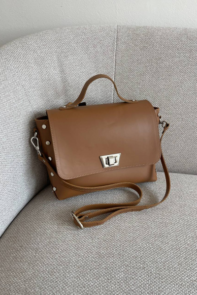 Кожаная сумка с клапаном, ручками и карманами Galanteya 40123.23с1389к45 рыжий/коричн - фото 1