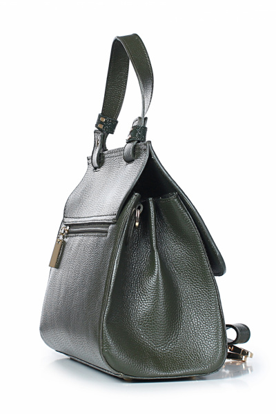 Элегантная кожаная сумка с задним карманом Galanteya 46723.24с861к45 оливковый - фото 4