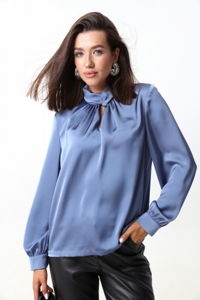 Демисезонная блуза из струящейся ткани с воротником-стойкой LM М93 - фото 2