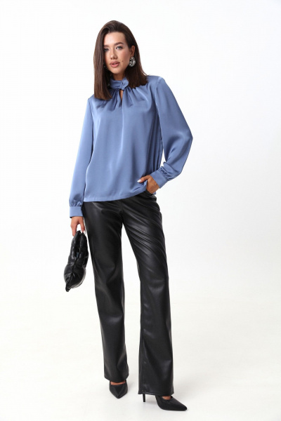 Демисезонная блуза из струящейся ткани с воротником-стойкой LM М93 - фото 7