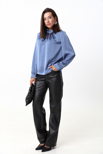 Демисезонная блуза из струящейся ткани с воротником-стойкой LM М93 - фото 6