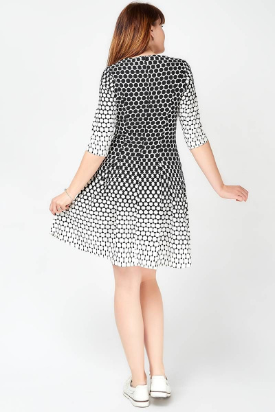 Платье с рельефами и встречными складками из текстиля La rouge 51351 черно-белый - фото 3