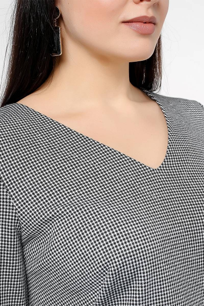 Платье полуприлегающего силуэта из трикотажа с кружевом La rouge 5278 гусиная-лапка - фото 4