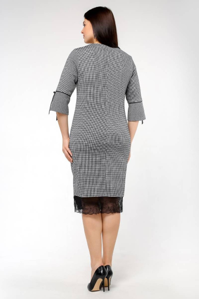 Платье полуприлегающего силуэта из трикотажа с кружевом La rouge 5278 гусиная-лапка - фото 3