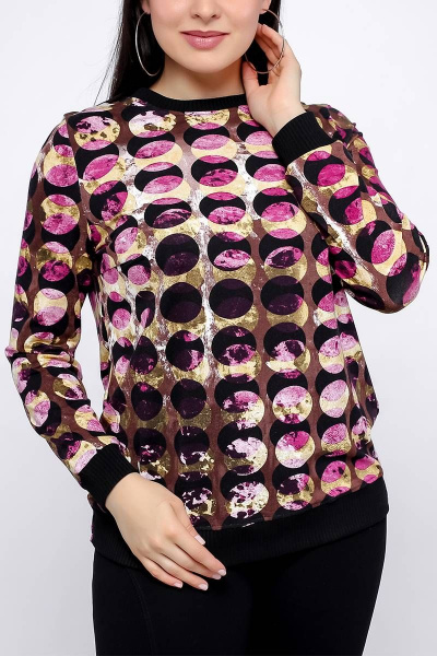 Свободный джемпер мультиколор с ластиковой планкой La rouge 31020 набивной - фото 5