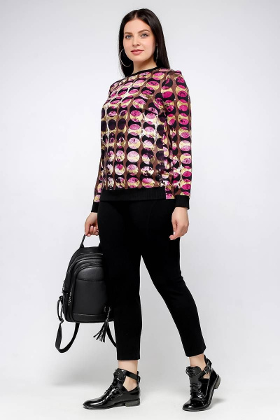 Свободный джемпер мультиколор с ластиковой планкой La rouge 31020 набивной - фото 3