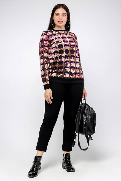 Свободный джемпер мультиколор с ластиковой планкой La rouge 31020 набивной - фото 2