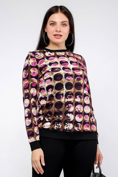 Свободный джемпер мультиколор с ластиковой планкой La rouge 31020 набивной - фото 1