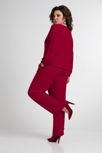 Красный комплект из свободной блузы и брюк из текстиля Takka Plus 24-235 - фото 14