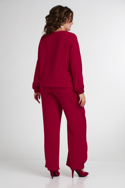 Красный комплект из свободной блузы и брюк из текстиля Takka Plus 24-235 - фото 12