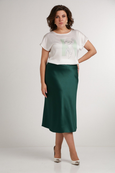 Зеленая юбка из сатина по косой с молнией сбоку Takka Plus 24-236 - фото 4