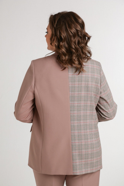 Бежевый костюм из комбинированной ткани с лацканами Takka Plus 24-237 - фото 13