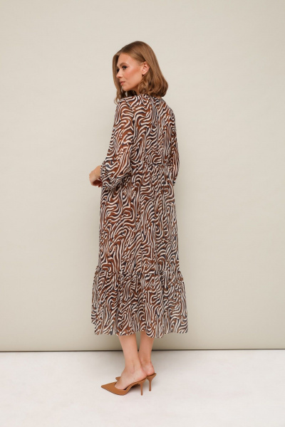 Легкое шифоновое платье с принтом и воланом PUR PUR 11-334/2 - фото 5