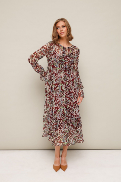 Платье из шифона с абстрактным принтом и воланом PUR PUR 11-334/3 - фото 1
