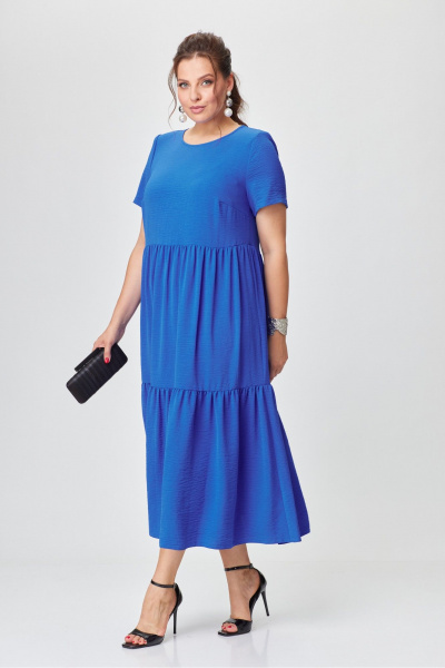 Летнее синее платье из текстиля длиной 125 см DaLi 5711 василек - фото 1