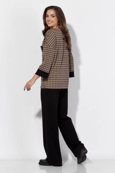 Демисезонный бежево-черный комплект из брюк и джемпера TAiER 1309 - фото 5