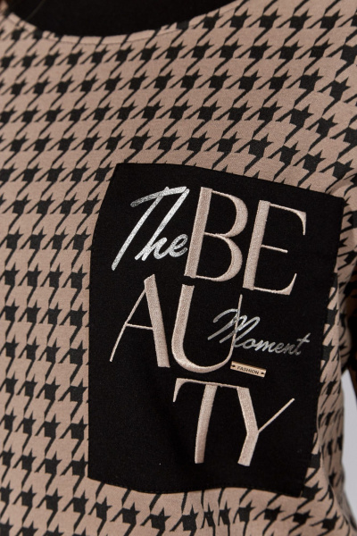 Демисезонный бежево-черный комплект из брюк и джемпера TAiER 1309 - фото 4