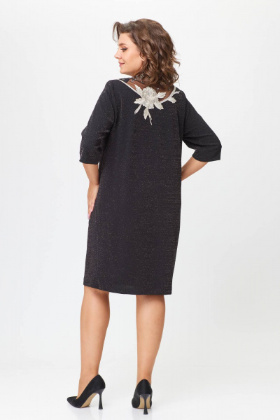 Платье свободное зауженное из трикотажа с кружевным воротником Solomeya Lux 973 черный - фото 3