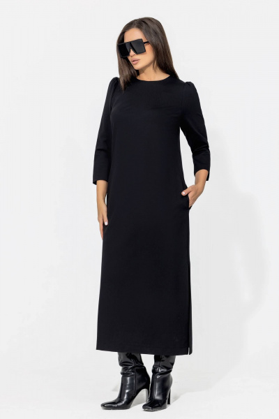 Платье миди в стиле бохо с нагрудными вытачками и карманами Gold Style 2669 черный - фото 6