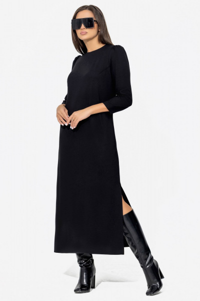 Платье миди в стиле бохо с нагрудными вытачками и карманами Gold Style 2669 черный - фото 3