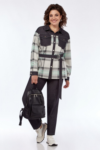 Деловой комплект из ткани серый рубашка и зауженные брюки БагираАнТа 977 - фото 4