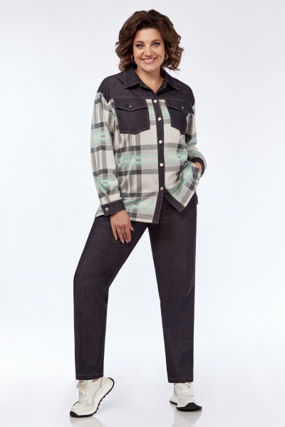 Деловой комплект из ткани серый рубашка и зауженные брюки БагираАнТа 977 - фото 2