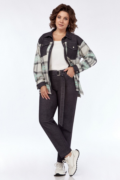 Деловой комплект из ткани серый рубашка и зауженные брюки БагираАнТа 977 - фото 1