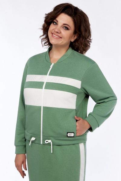 Спортивный костюм из трикотажа и плащевки жакет и юбка БагираАнТа 976 - фото 4