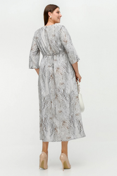 Платье с подрезом под грудью и завязками на боках La rouge 5471 серо-бежевый-набивной - фото 4