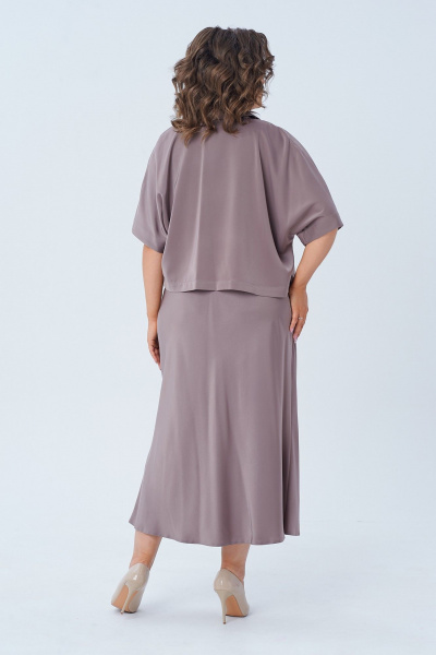 Фиолетовое платье и жакет с кружевными деталями Диомант 2003 капучино - фото 4