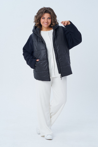 Демисезонная куртка на молнии с объемным капюшоном Диомант 2010 черный - фото 3