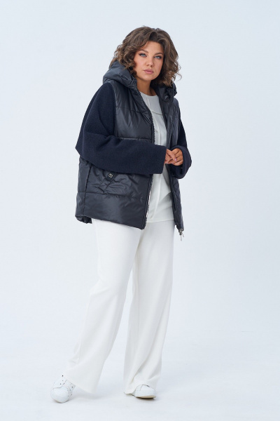 Демисезонная куртка на молнии с объемным капюшоном Диомант 2010 черный - фото 2