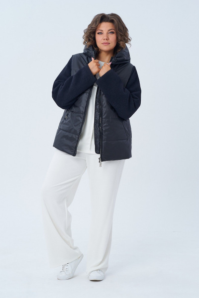 Демисезонная куртка на молнии с объемным капюшоном Диомант 2010 черный - фото 1