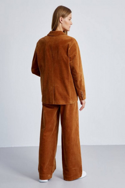 Модный свадебный жакет из хлопкового вельвета с англицким воротником Elady 4482 карамель - фото 2