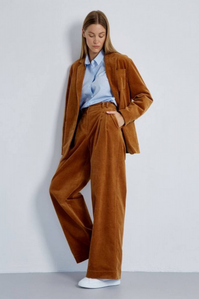 Модный свадебный жакет из хлопкового вельвета с англицким воротником Elady 4482 карамель - фото 1