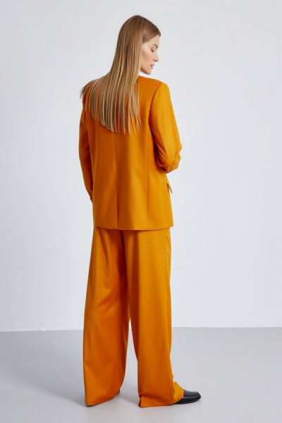 Дамский жакет из вельвета с двубортной застежкой и контрастным кантом Elady 4473 хурма - фото 6