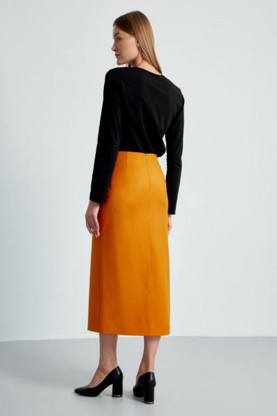 Оранжевая юбка миди из текстильной костюмной ткани Elady 4499 хурма - фото 2
