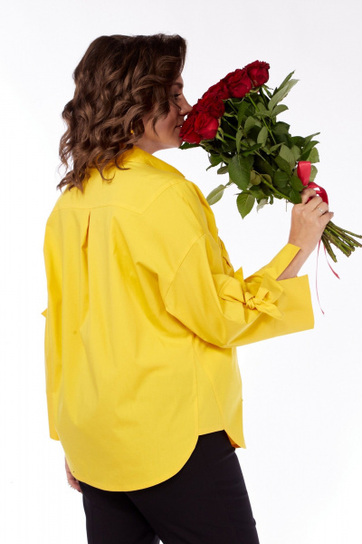 Рубашка с вырезом капля, с бантиками из хлопка Grace for you 009 желтый - фото 6
