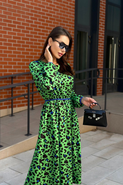 Зеленое платье с плотной тканью и цифровым принтом Pavlova 177 - фото 9