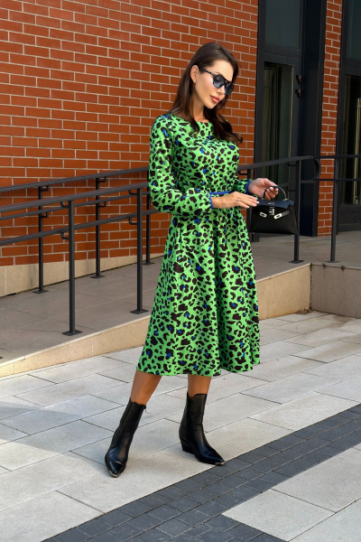 Зеленое платье с плотной тканью и цифровым принтом Pavlova 177 - фото 8