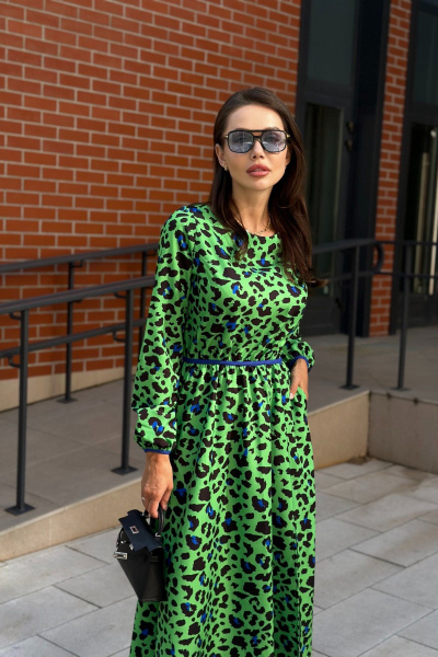 Зеленое платье с плотной тканью и цифровым принтом Pavlova 177 - фото 6