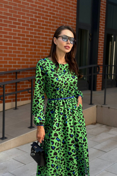 Зеленое платье с плотной тканью и цифровым принтом Pavlova 177 - фото 3