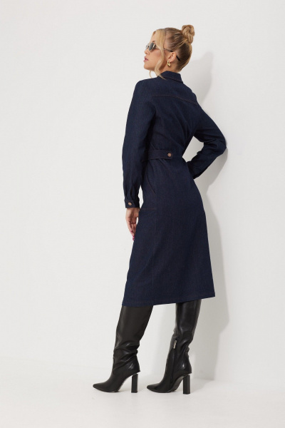 Платье с моделями из джинса и замши на талии AMUARt 1014 синий_джинс - фото 13