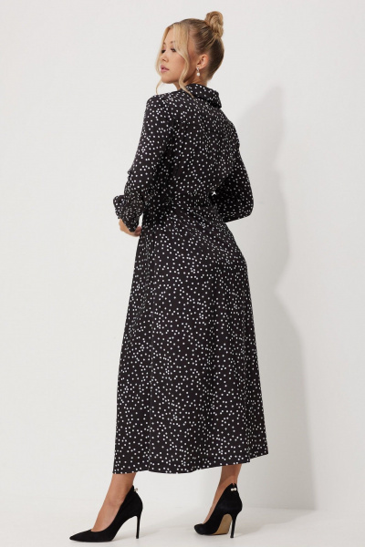 Миди-платье с горошковым принтом и складками AMUARt 1015-1 черно-белый_горох - фото 22