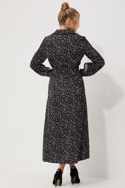 Миди-платье с горошковым принтом и складками AMUARt 1015-1 черно-белый_горох - фото 21