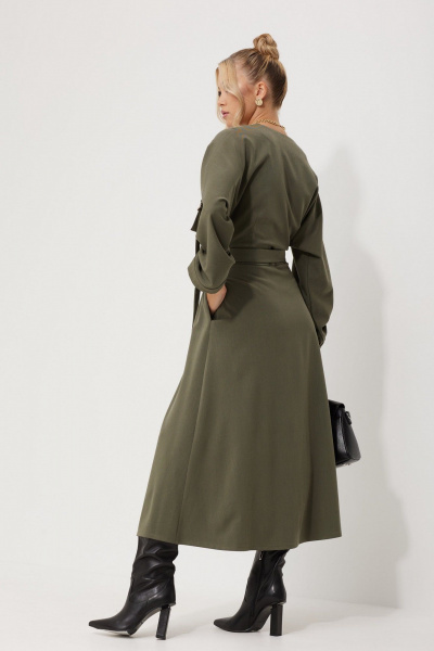 Деловое платье с запахом и асимметричной юбкой AMUARt 1016-1 хаки - фото 22